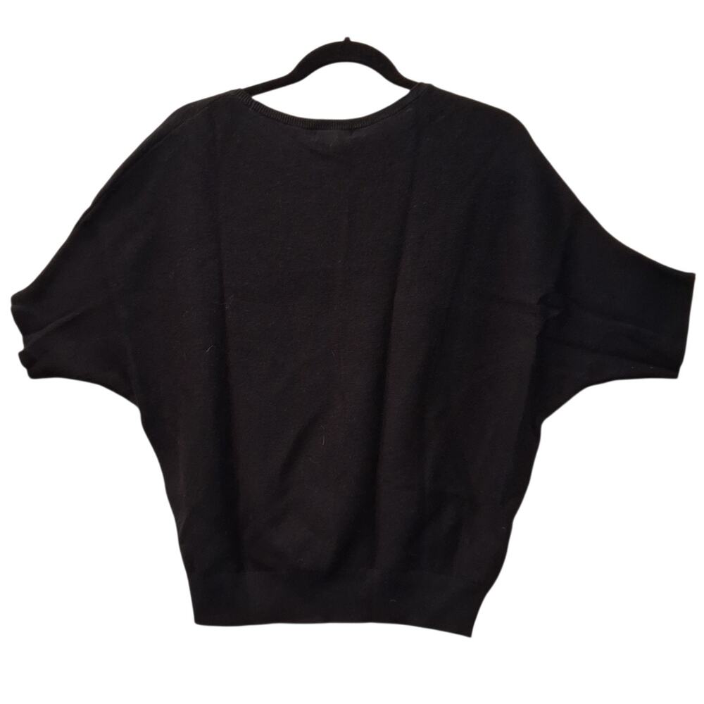 Quince Lightweight Cotton Cashmere Blend Link-Stitch Dolman Sweater Black Small - Picture 2 of 7